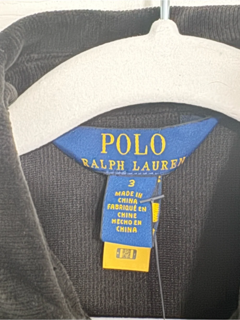 Polo by Ralph Lauren Black Velvet Button-Front Dress